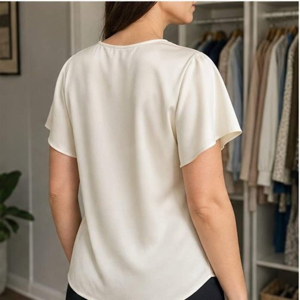 Cream Ruffle Blouse - Picture 3 of 6